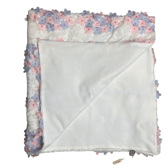Luxury 100% Cotton Baby Blanket Blue Pink White French Choupette Double Sided - Picture 3 of 11